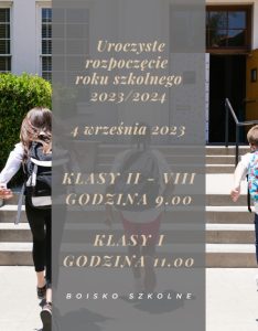 Informacja - rozpoczęcie roku szkolnego.