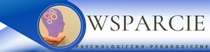 Logo przedstawiające dłoń trzymającą fioletową głowę z zębatkami i napisem Wsparcie Psychologiczno-Pedagogiczne.