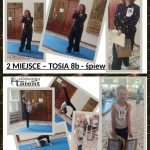 Kolaż przedstawiający dwie dziewczyny odbierające nagrody w pokazie talentów: jedna śpiewa, druga wykonuje akrobacje, obie trzymają nagrody.