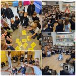 Dzieci uczestniczą w zajęciach grupowych i grach w klasie i bibliotece.