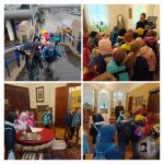 Dzieci na wycieczce szkolnej: spacer na świeżym powietrzu, słuchanie przewodnika i zwiedzanie pomieszczeń w muzeum lub zabytkowym domu.