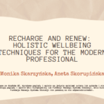 Beżowy slajd tytułowy: Recharge and Renew: Holistic Wellbeing Techniques for the Modern Professional.
