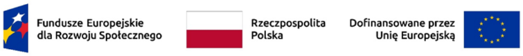 Logo: Europejski Rozwój Społeczny, flaga Polski, Polska, finansowane ze środków UE, flaga Unii Europejskiej.