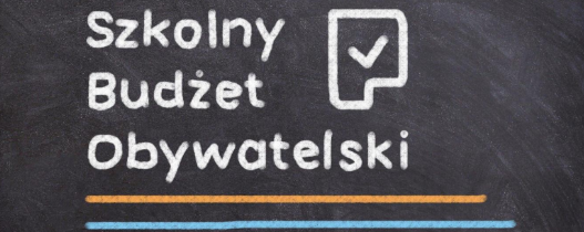 Na tablicy widnieje napis Szkolny Budżet Obywatelski obok ikony zaznaczenia.
